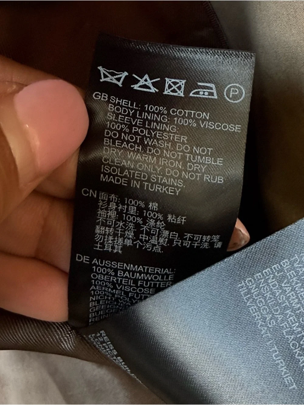 REISS Hope Single Breasted‎ Cotton Blazer Taupe size 12